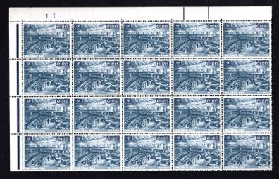 1969 Ireland 9d 50th Anniversary of the First Meeting of Dail Eireann Commemorative Stamps Plate Block II of 20 Mint Never Hinged (MNH)