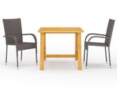 3 Piece Garden Dining Set Brown
