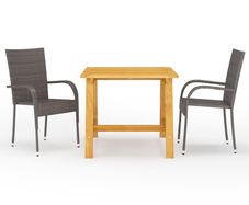 3 Piece Garden Dining Set Brown