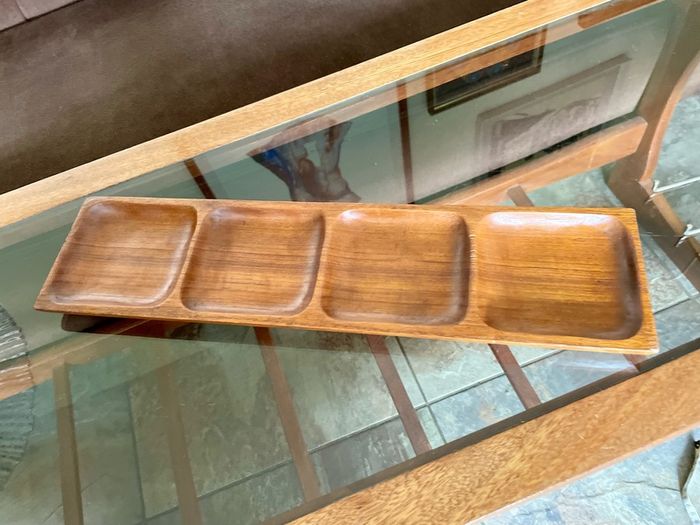 Long Mid Century Moder Genuine Antique Danish Design Handcrafted Wooden Tray
