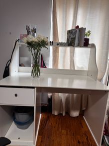 White Computer Desk with Removable Shelf & Office Chair