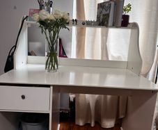 White Computer Desk with Removable Shelf & Office Chair