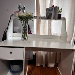 White Computer Desk with Removable Shelf & Office Chair