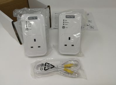 2 x Powerline Adapters With Passthrough Socket