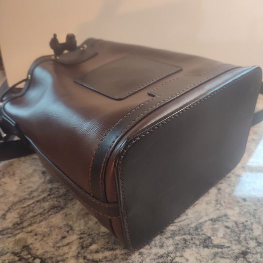 Handmade leather bucket bag