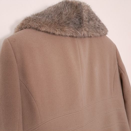 Precis Brown Tan Camel Faux Fur Collar Wool Cashmere Coat 14UK/42EU