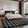 Area Rug Living Room Bedroom 120x160cm, Large Fluffy Carpet Soft Shaggy Checkered Rugs, Washable Area Rug Anti Slip, Thick Carpets for Kids Room Nursery, Dorm Home Decor, Black and Grey Image 7