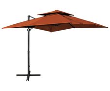 Cantilever Umbrella with Double Top Terracotta 250x250 cm
