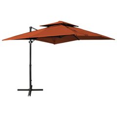 Cantilever Umbrella with Double Top Terracotta 250x250 cm