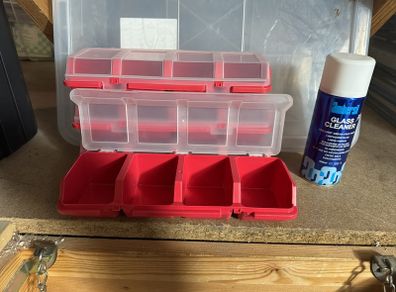 parts boxes x 3 4 compartment 4 euro each