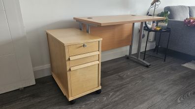 Office desk and cabinet