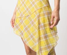 Diesel Yellow Tartan Asymmetrical Skirt