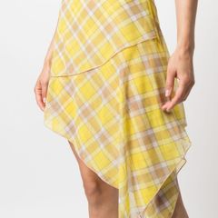 Diesel Yellow Tartan Asymmetrical Skirt