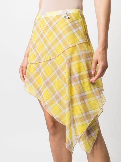 Diesel Yellow Tartan Asymmetrical Skirt