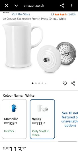 le creuset French press and heart ramekin