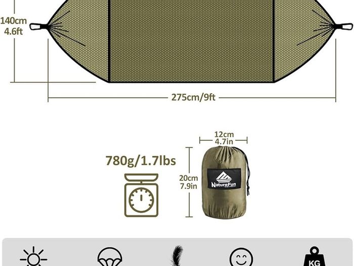 NEW SALE | Travel Bug Net Camping Hammock | 300kg Load Capacity,| 2 x Premium Carabiners,4 x Nylon Slings Included | For Outdoor Indoor Garden
