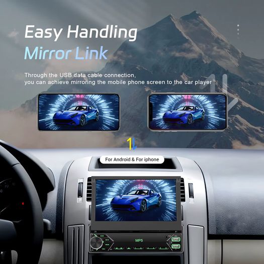 1DIN 7 Inch HD Manual Retractable Screen Car Radio MP5 Player Built In FM Radio Receiver Multifunctional Multimedia Autoradio For Car Radio 1 Din Entertainment System