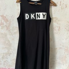 DKNY Black Logo Sleeveless T-Shirt Dress Size S