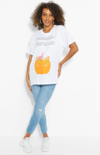 Funny halloween pumpkin maternity white t-shirt top