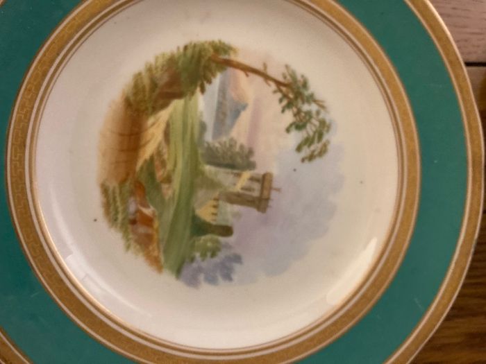 Price drop hand painted  Irish scenes of Ireland vintage  Rare set of Victorian hand painted dessert plates Irish landscape scenes