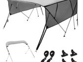 4 Bow Bimini Top Boat Cover, Detachable Mesh Sidewalls, 600D Polyester Canopy with 1