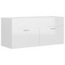 Sink Cabinet with Built-in Basin High Gloss White Chipboard Image 5