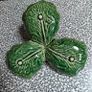 Vintage Portugal made Bordallo Pinheiro Green Glazed Cabbage Ceramic Dish Image 4