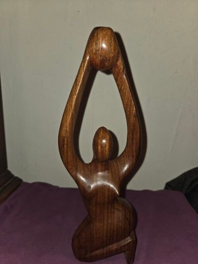 Carved Wooden Yoga Pose Woman