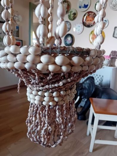 vintage 1960 seashell hanging planter