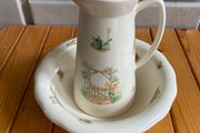 Beautiful Rare Vintage Aynsley Fine Bone China Edwardian kitchen garden - Jug and Wash Bowl