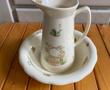 Beautiful Rare Vintage Aynsley Fine Bone China Edwardian kitchen garden - Jug and Wash Bowl