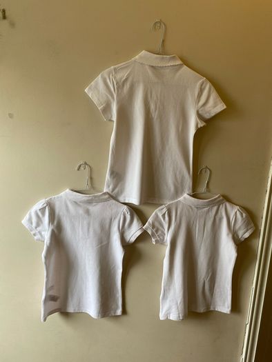 3 White girls polo shirts (new/as new) age 8-9