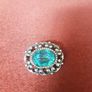 Vintage Brooch Silver with Turquoise Stone Image 3