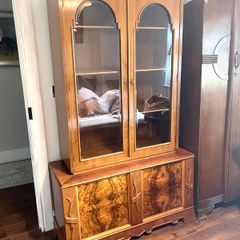 Vintage Tall Lockable Display Cabinet / Sideboard