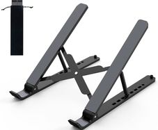 FREE SHIPPING Laptop Stand for Desk, Tonmom Adjustable Laptop Riser ABS+Silicone Foldable Portable Laptop Holder, Ventilated Cooling Notebook Stand