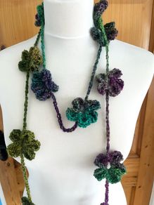 crochet flower scarf lariat