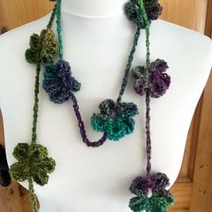 crochet flower scarf lariat