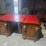 Thomas Chippendale Lions Head Carved Twin Pedestal Partner Desk+ chair+ table Image 10