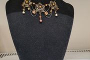 Vintage Style Bronze Tone Floral Necklace