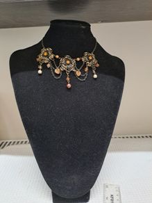 Vintage Style Bronze Tone Floral Necklace