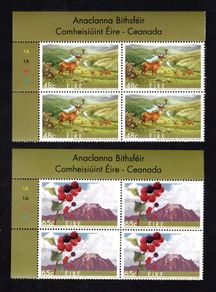 2005 Ireland Biosphere Reserves Commemorative Stamps Plate Blocks 1A1A1A1A Mint Never Hinged (MNH)