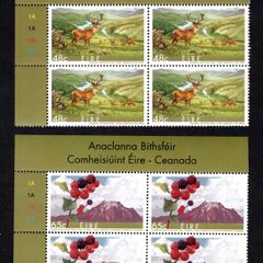 2005 Ireland Biosphere Reserves Commemorative Stamps Plate Blocks 1A1A1A1A Mint Never Hinged (MNH)