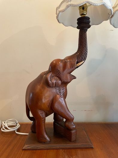 Vintage pair of matching carved good luck elephants c1970 (shades not included)