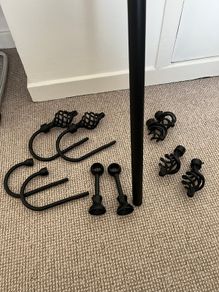 Curtain pole, mounts, tie backs and end scrolls