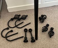 Curtain pole, mounts, tie backs and end scrolls