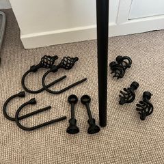 Curtain pole, mounts, tie backs and end scrolls