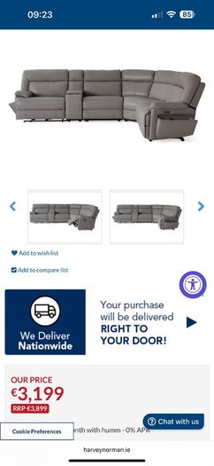 Leather Sofa, Rea Corner Sofa | Large | Power Recliner | Mink