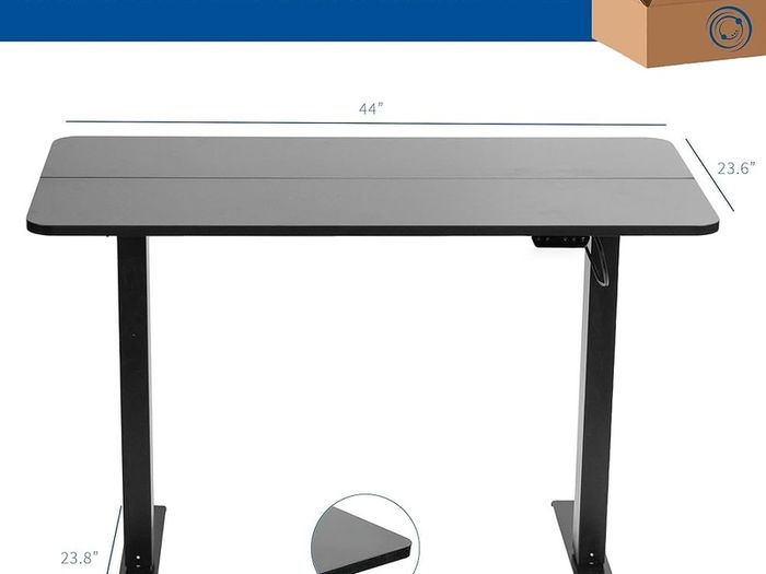 FREE EXPRESS SHIPPING Electric Height Adjustable 112 x 61 cm Stand Up Desk, Standing Workstation with Memory Controller, Black Top