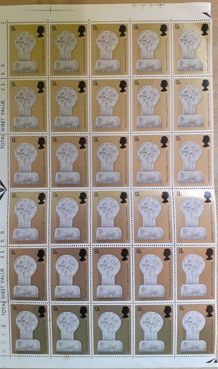 Sheets of Vintage UK Postage Stamps