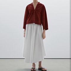 Massimo Dutti white asymmetric midi skirt size 10 new